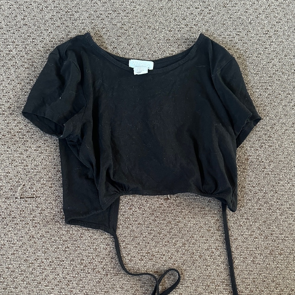 Sky and Sparrow Black Drawstring Crop Top